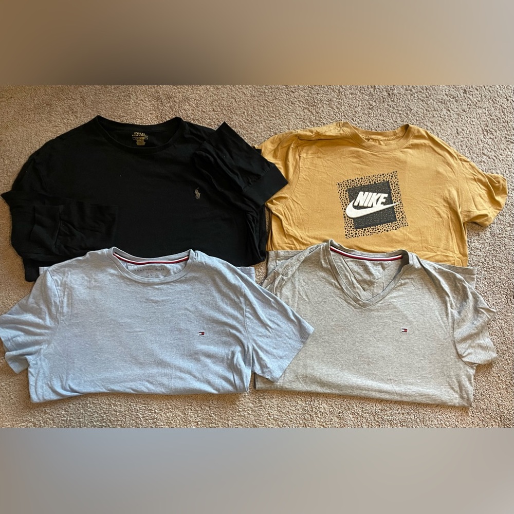 Men’s Ralph Lauren Long Sleeve, 2 Tommy Hilfinger Short Sleeves & 1 Nike Tee